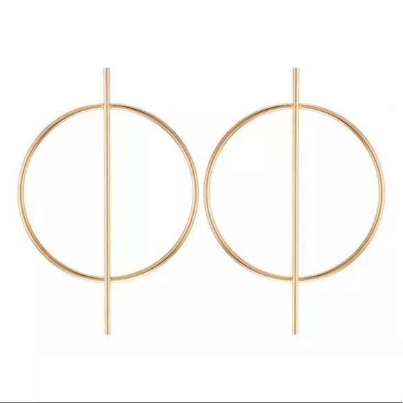 Gold Geometric Hoop Earrings - Picture 2 of 3